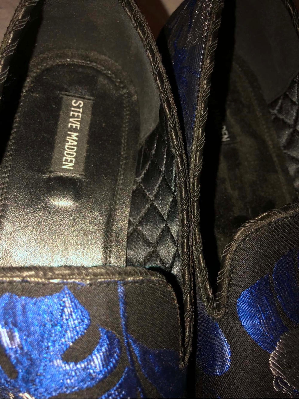 Steve Madden Blue & Silver Floral Slip-On Loafers - Picture 4 of 5